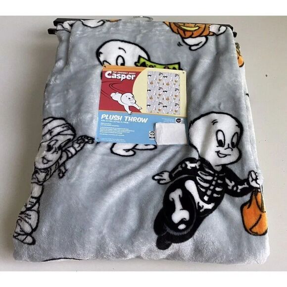 Casper the Friendly Ghost Plush Soft Blanket Throw 50x70” Halloween Costumes NEW - Picture 10 of 16